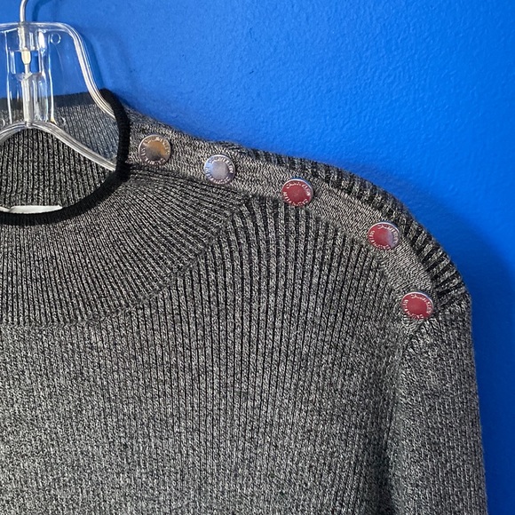 CALVIN KLEIN Gray Ribbed Mock Neck Sweater Sz M - Picture 3 of 10